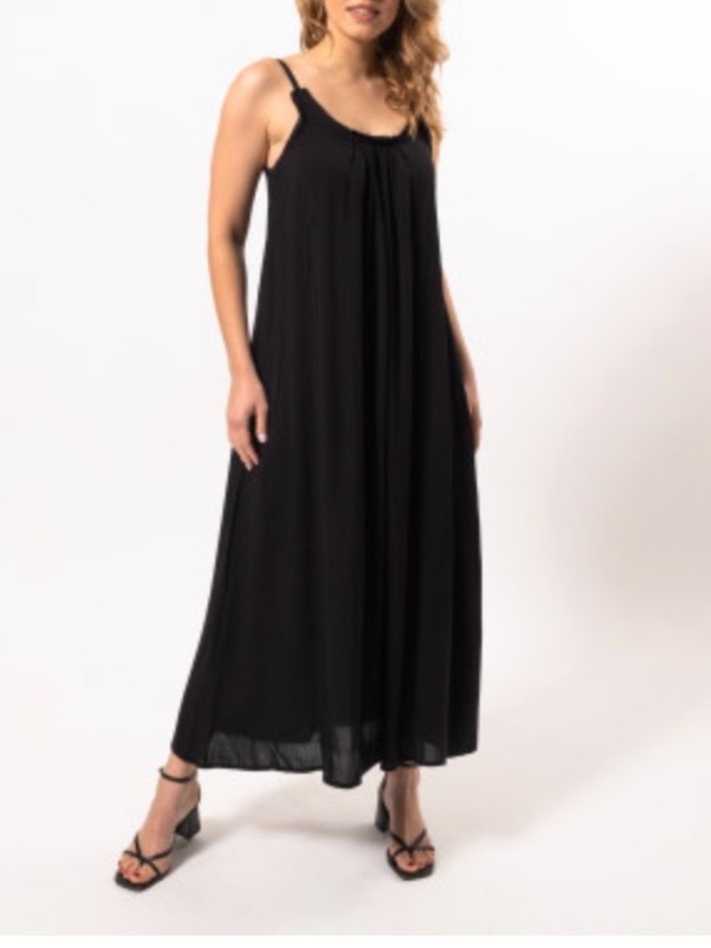 MAREOra cool dress Black Spaghetti Strap Maxi Dress. Made in Greece Sz M